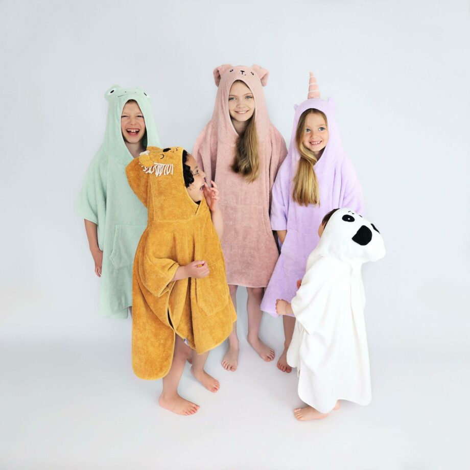 Rabbit Animals Kids Hooded Towel Poncho 100% Combed Cotton