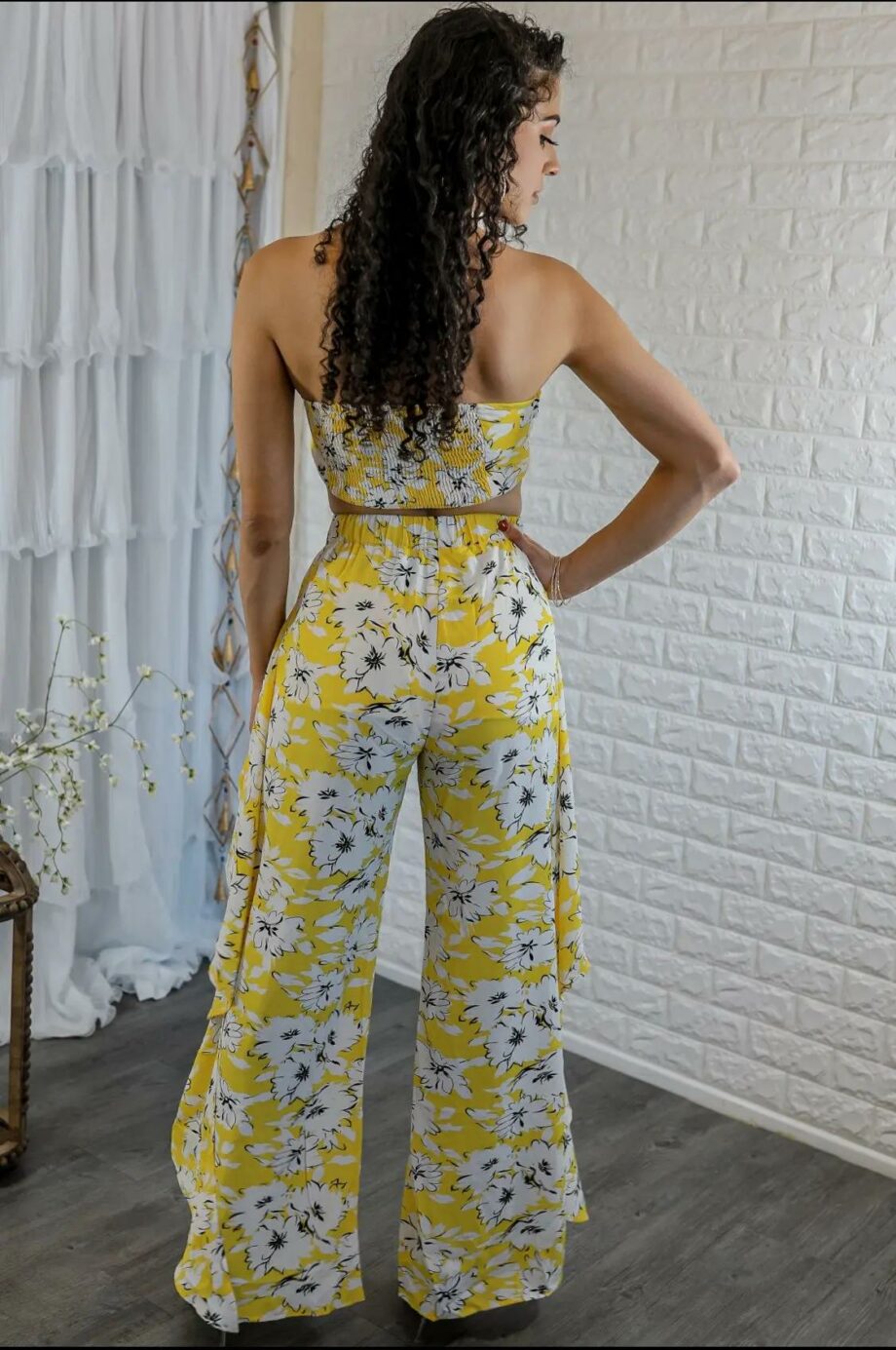 Ruffle Flower Print Pant Set