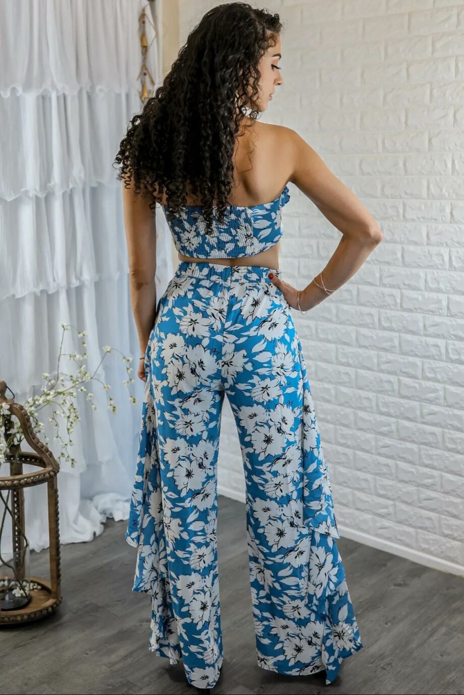 Ruffle Flower Print Pant Set