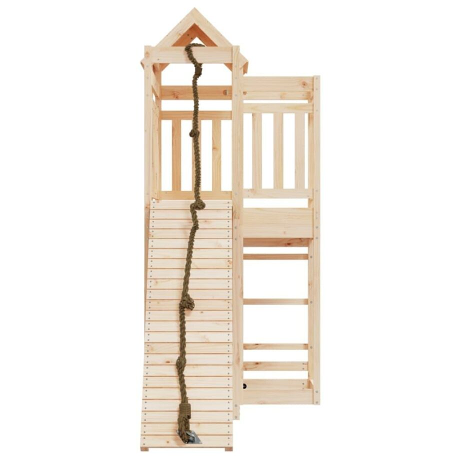 Playhouse with Climbing Wall Solid Wood Pine