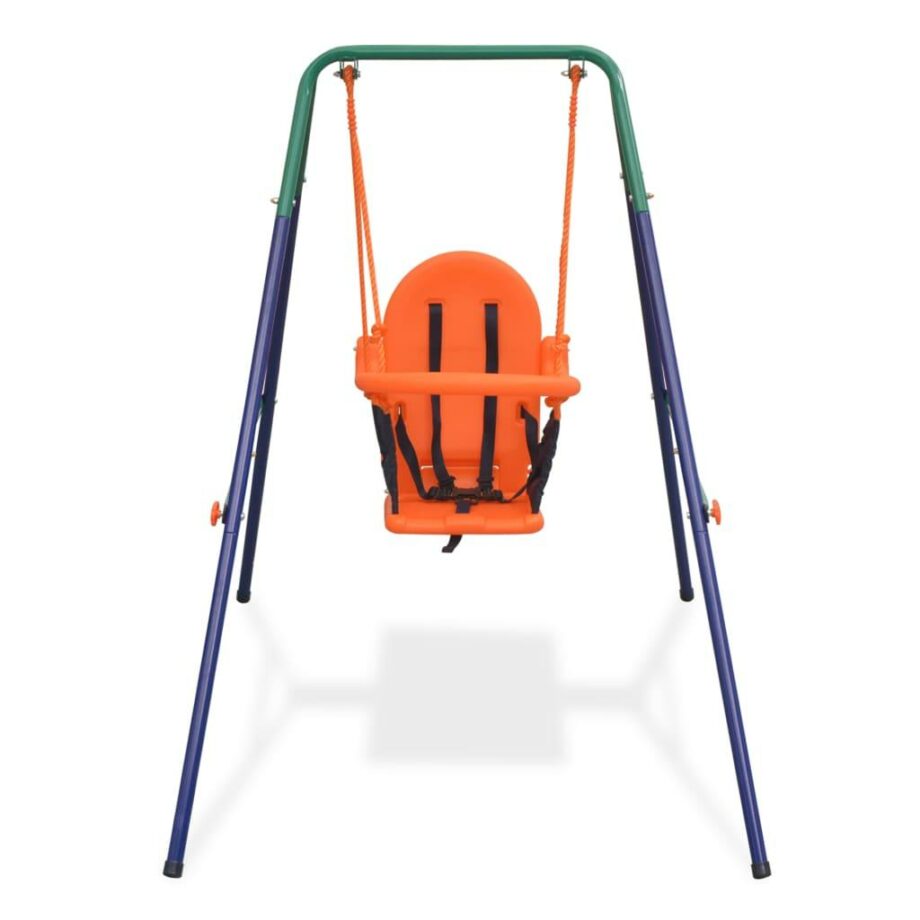 vidaXL Toddler Swing Set with Safety Harness Orange