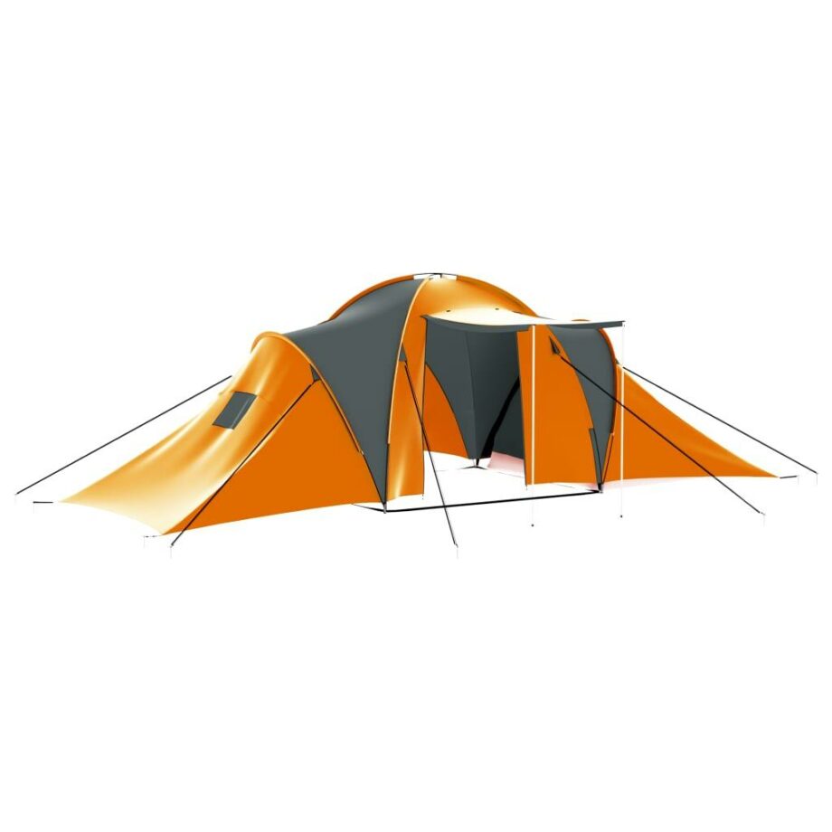 vidaXL Camping Tent 9 Persons Fabric Gray and Orange