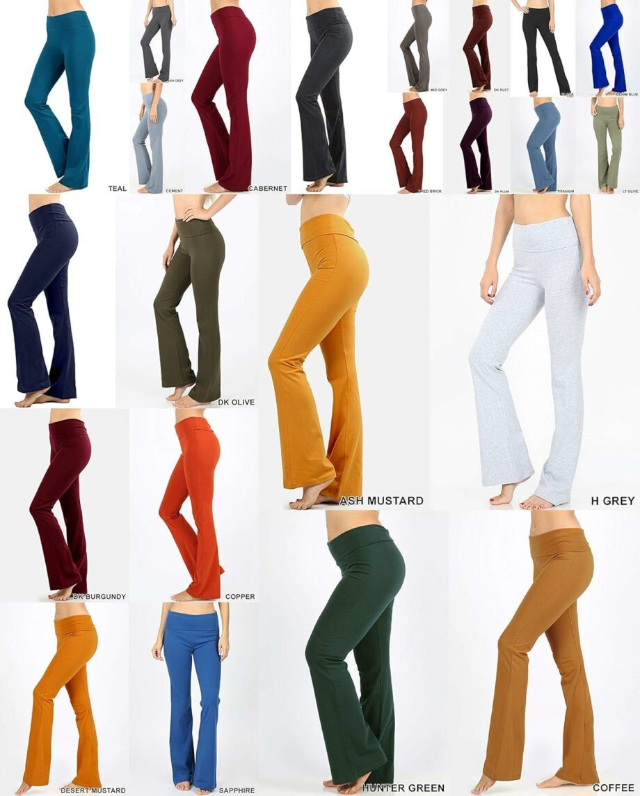 Zenana womens Fold Over Cotton Yoga Pants